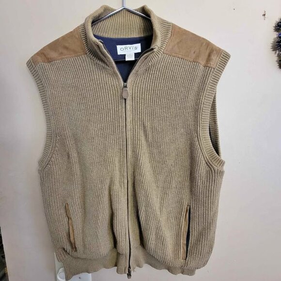 Orvis Other - Orvis Vest Men Large Tan Mechanics Foul Weather Sweater